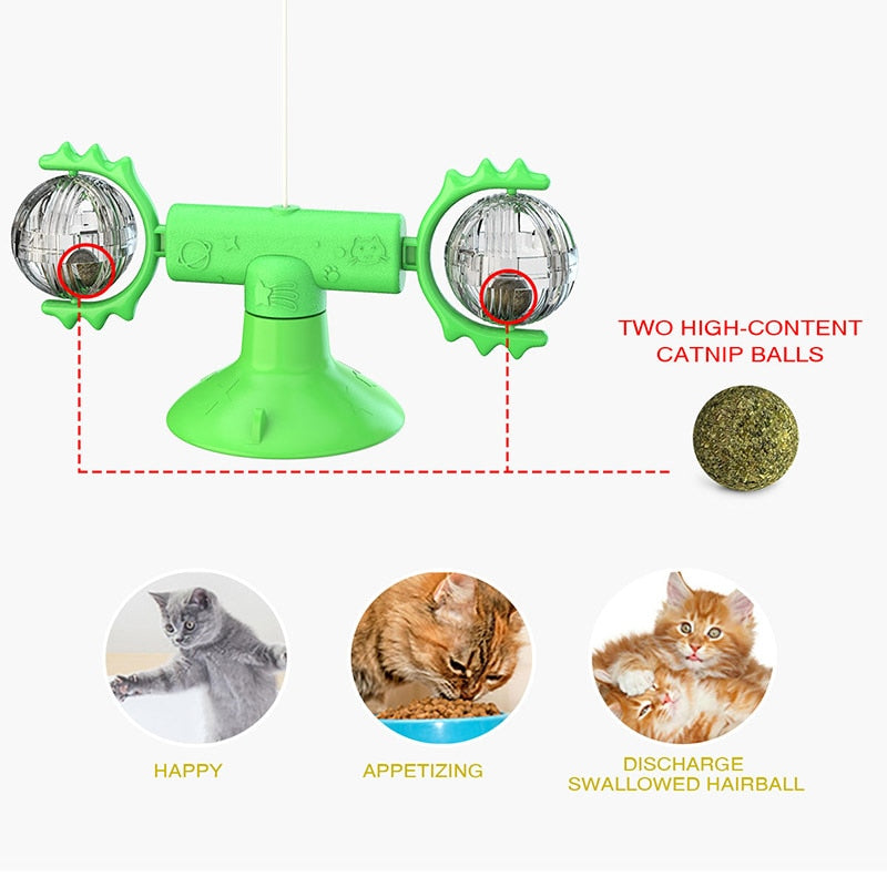 Windmill Cat Toy Feather Ball Track Interactive Teaser Wand Stick Happynip Scratching Toys Game Accessories Katten Speelgoed