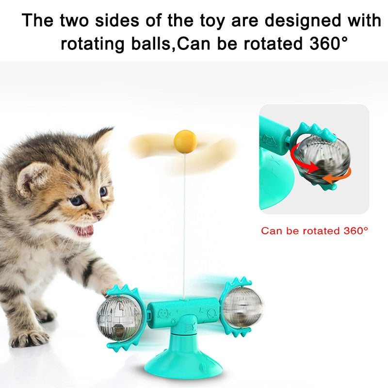 Windmill Cat Toy Feather Ball Track Interactive Teaser Wand Stick Happynip Scratching Toys Game Accessories Katten Speelgoed