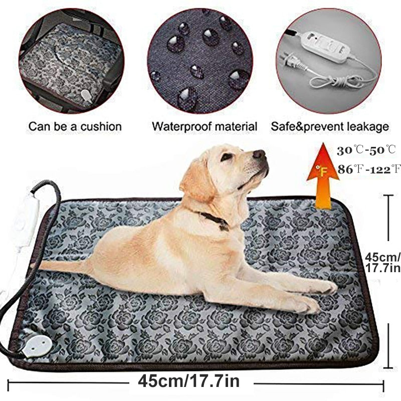 Benepaw Adjustable Heating Pad For Dog Cat Puppy Power-off Protection Pet Electric Warm Mat Bed Waterproof Bite-resistant Wire