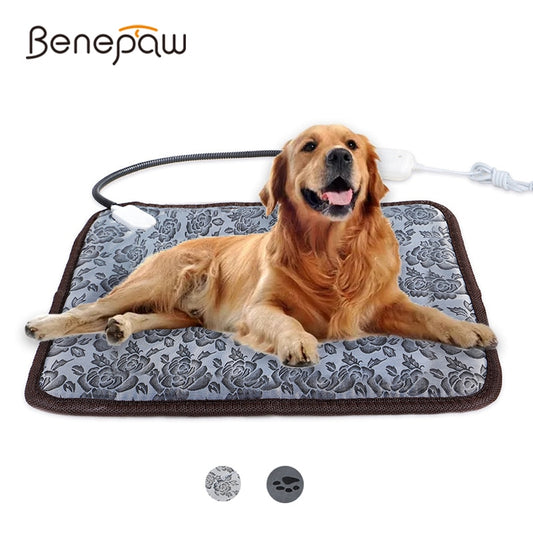 Benepaw Adjustable Heating Pad For Dog Cat Puppy Power-off Protection Pet Electric Warm Mat Bed Waterproof Bite-resistant Wire